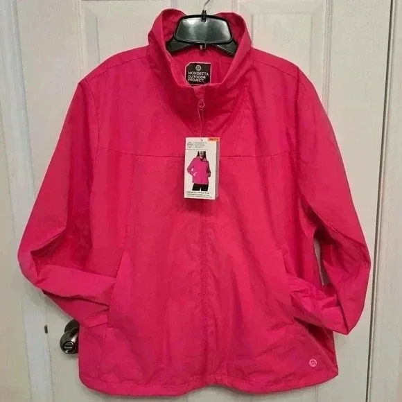 Women's Pink Packable Rain Jacket - Picture 13 of 15